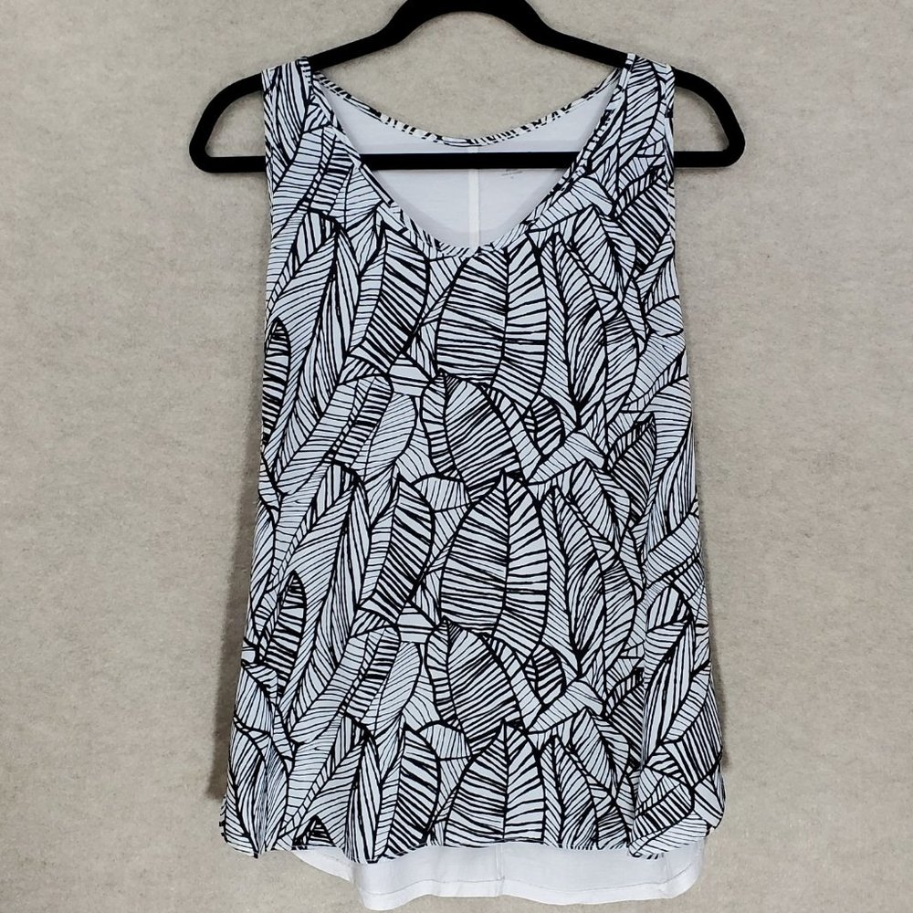 Loft Flowy Mixed Media Graphic Print Tank Size M